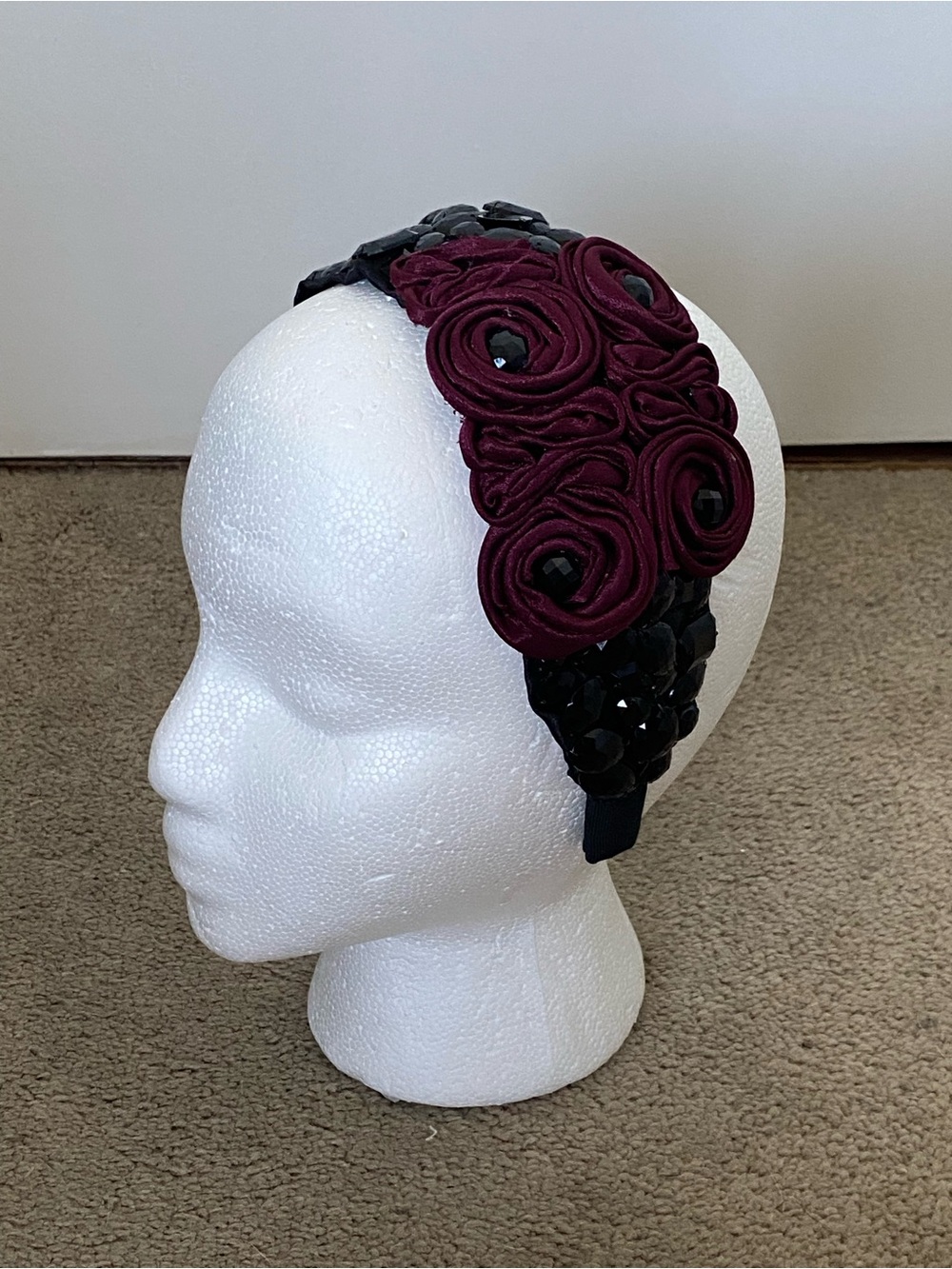 Pas Comme Les Moutons Embellished Burgundy Headband